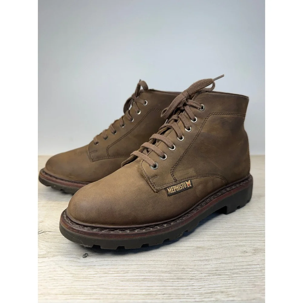 90s Mephisto Mens 8.5 Chukka Boots Oiled Leather Brown Air Jet Goodyear Welt